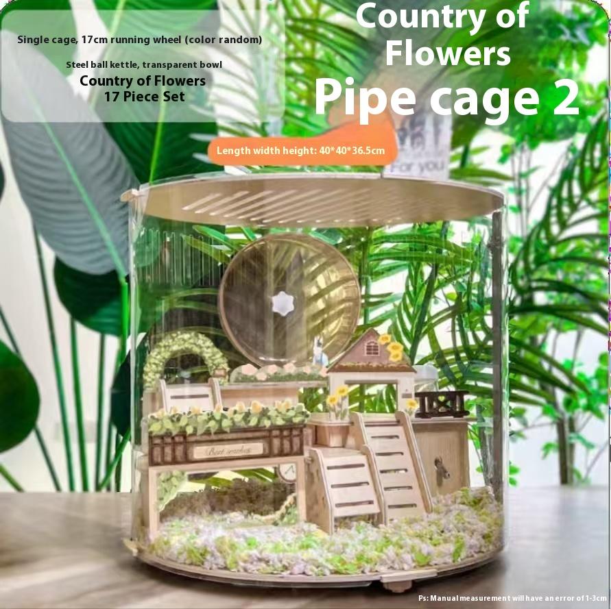 

Flower Country Hamster Cage Chew-Proof Transparent Large Space 2-Layer Luxury Villa House for Golden Hamster Gerbil Small Pets