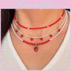 Jordgubbspärlhalsband Set Med Handgjorda Falska Pärlor För Kvinnor SommarMode