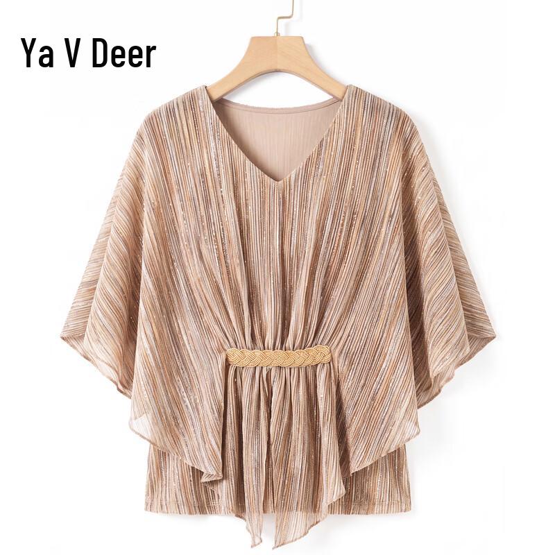 Yalu Women s Summer Printed Chiffon Short Sleeve Blouse 4XL