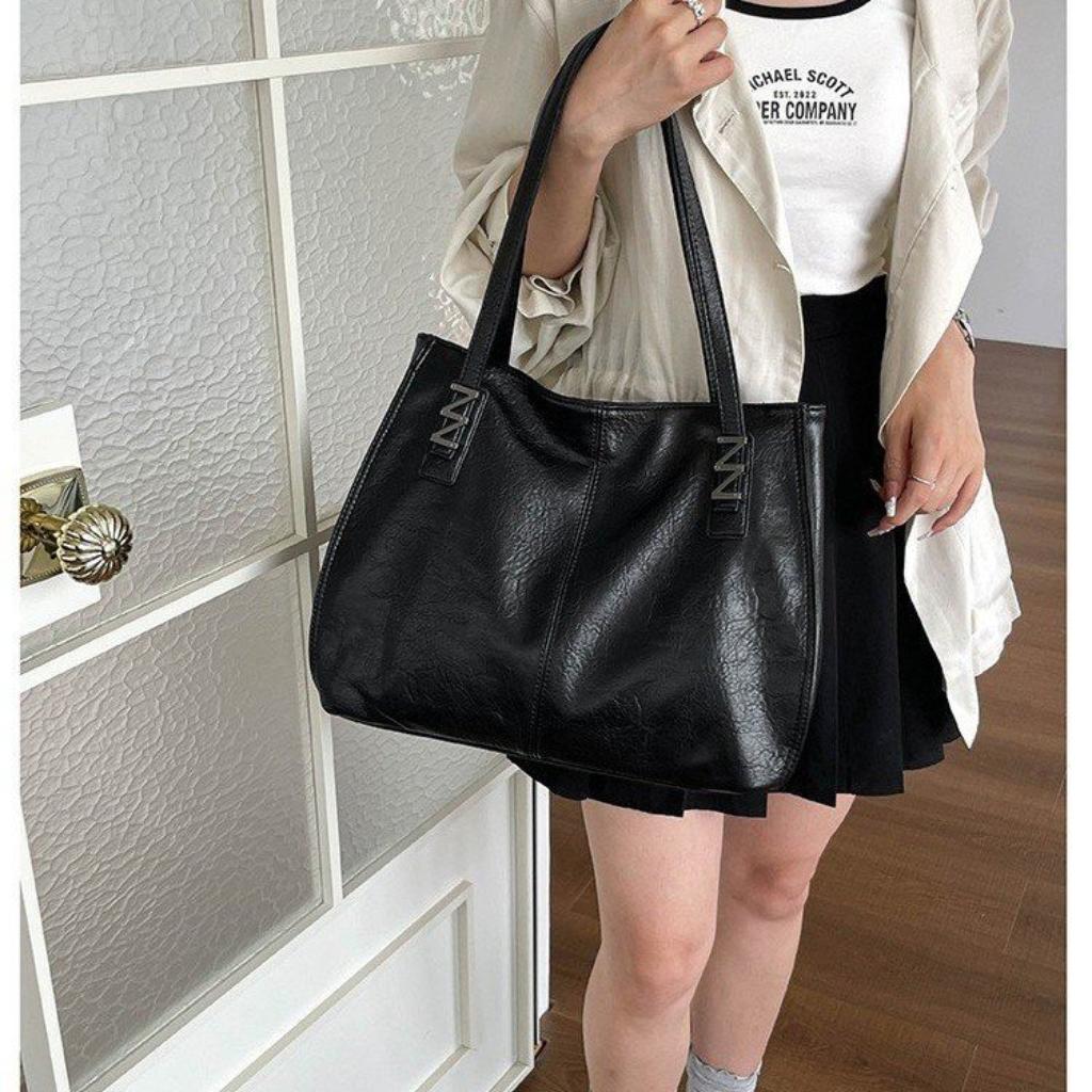 Tote Bag Women PU Large Capacity Stitched Detail Daily Commuting