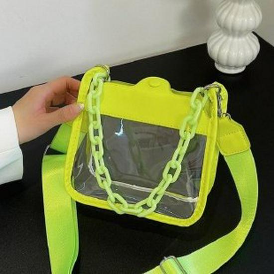 Women's Waterproof PVC Jelly Crossbody Chain Bag - Transparent Mini Phone Purse