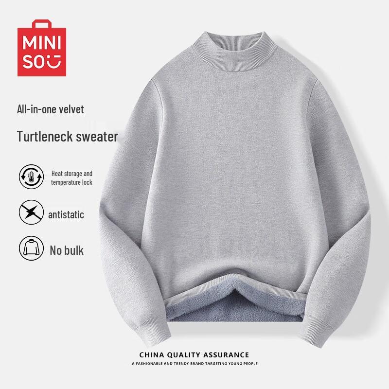 MINISO Men's Plush Half-High Neck Knit Sweater