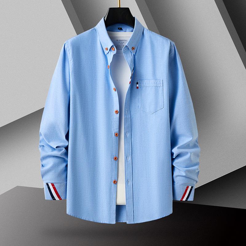 Men's Solid Color Long-Sleeve Business Shirt - Versatile & Stylish