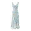 Summer New Coffee Break French Gentle Temperament V-neck Floral Suspender Seaside Vacation Style Slim Dress