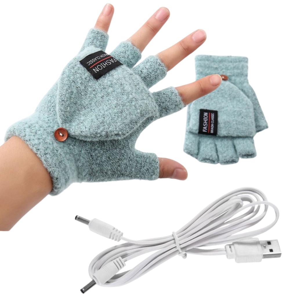 USB Heating Gloves Double Sided Comfortable Half Fingers Heating Gloves with Finger Cover