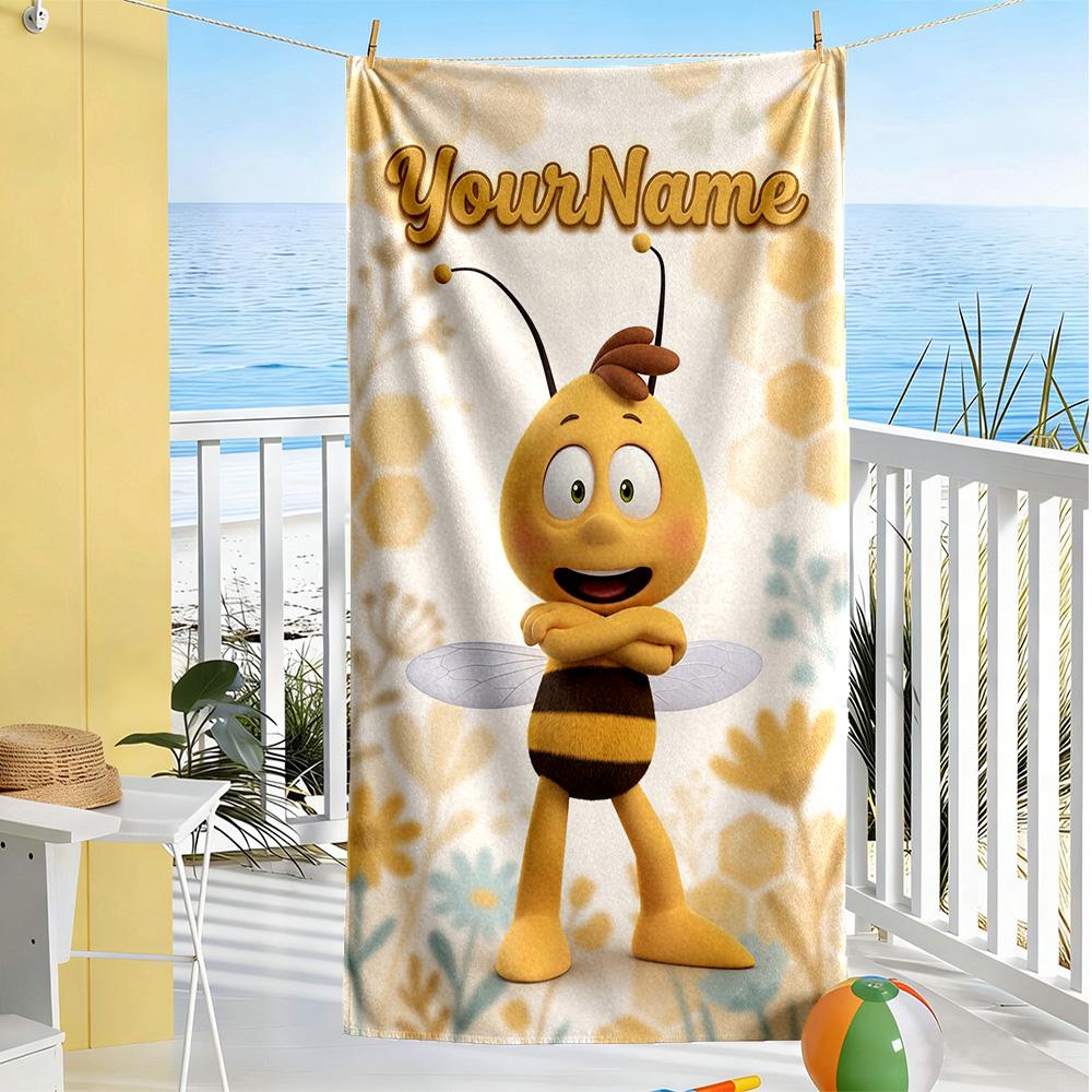 Biene Maja Personalized Text Beach Towel High Absorbency & Quick-Dry Perfect for Traveling Yoga Camping and Swimming