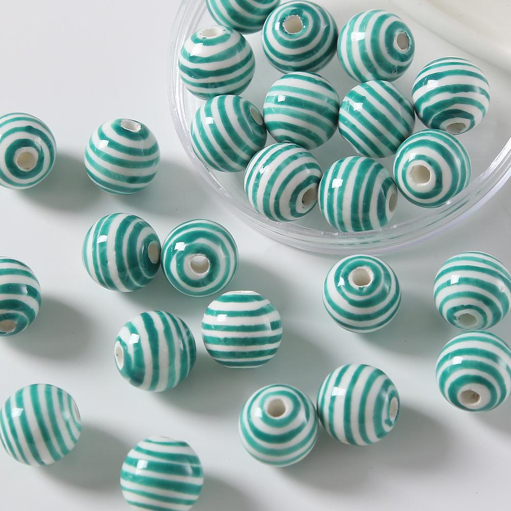 2024 lebendige gestreifte Keramikperlen für DIY-Schmuck: Armbänder und Halsketten.