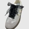 1Pair Cute Lace Shoelaces for Women Girl Shoes 2.9CM Width Flat Shoelace for Sneakers Black White Shoe Laces Accessorices