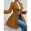 Women's Mid-Length Wool Blend Coat, Autumn Winter Wide Lapel Double Button Outerwear, Slim Fit Elegant Ladies Chic Notched Collar Overcoat