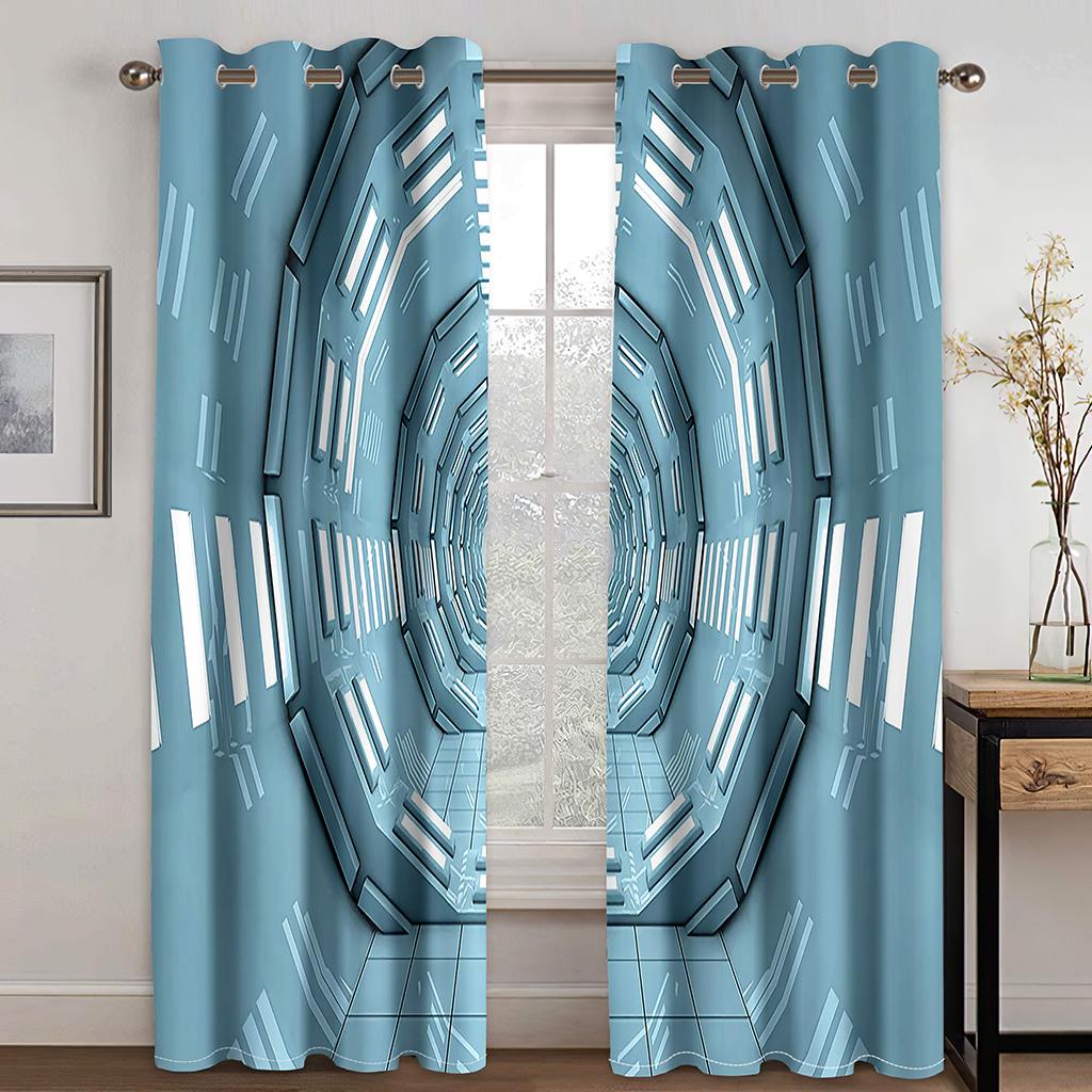 

Universe Space Capsule Spaceship Astronaut Technology Thin Window Curtains for Living Room Bedroom Decor 2 Pieces Free Shipping W50 X H130(CM)X2&Grommet Top