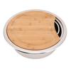 360x120mm 14.17x4.72in RV 304 Stainless Steel Sink Round Hand Wash Basin Sink with Bamboo Chopping Block for Boat