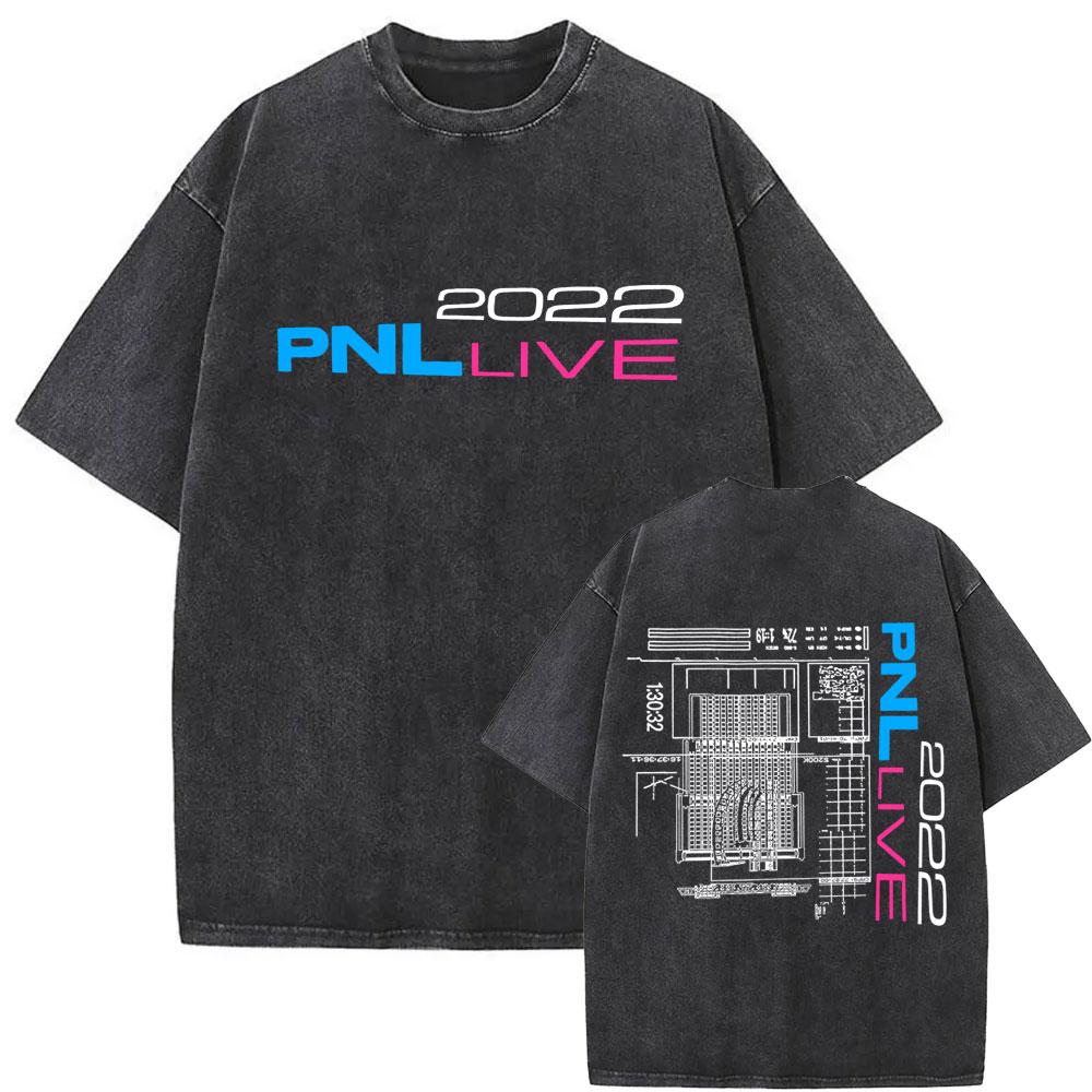 Washed Vintage Rap Band PNL Tour  Tshirts Famous Le Monde Chico Album Tshirt Men Women Hip Hop Fashion Oversized T Shirts