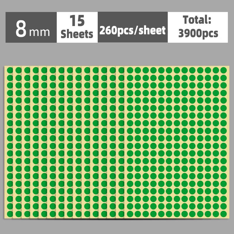 6mm-100mm Self Adhesive Dot Label Stickers 15 Sheets Multi Color and Size Round Stickers for Food Containers/Scrapbook/Packaging