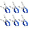 6pcs/Set Pool Cover Clips Stainless Steel Wind Guard Clamps with Blue Plastic Handles Windproof Clips for Above Ground Pool Cove