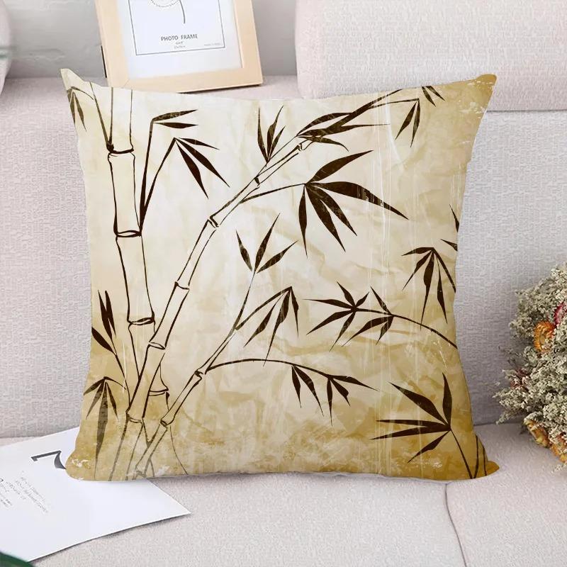 Bamboo Pattern Decorative Pillowcase Living Room Office Home Pillowcase Car Ornaments