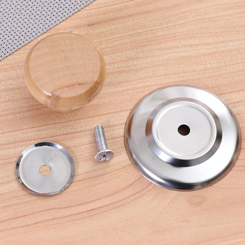 1PCS Home Universal Wooden Handle Heat Resistant Saucepan Round Lifting Kettle Anti Scalding Cookware Professional Pot Lid Knob