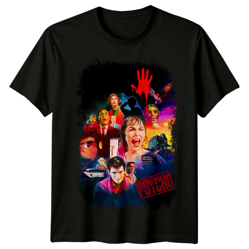 Psicopatico (1960) T-shirt ispirata ai poster cinematografici, stile retrò anni '80.