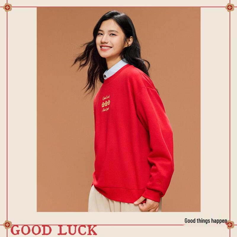 Anta Lucky Flower New Year Pullover Hoodie for Women M