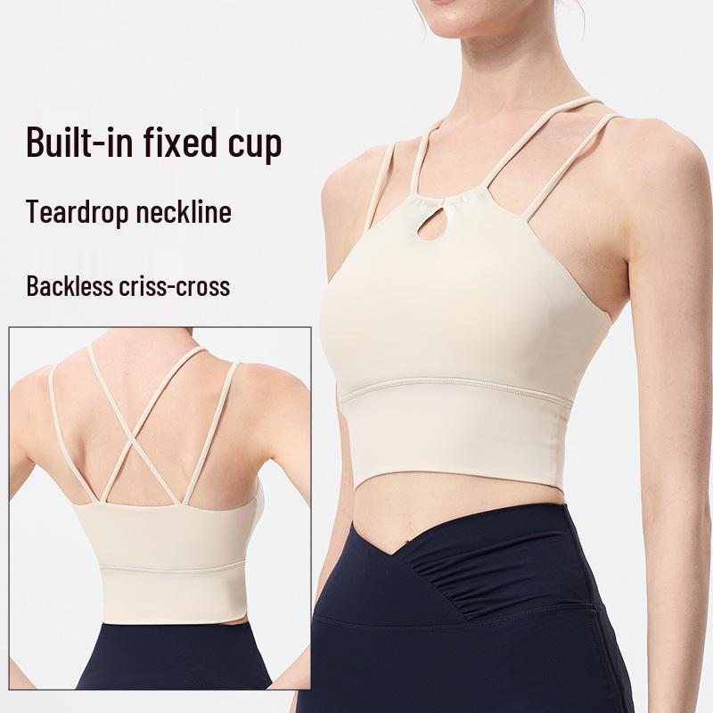 Women's Shockproof, Breathable Sports Bra with Criss-Cross Straps and Quick-Dry Cloud Feel - Water Drop Series