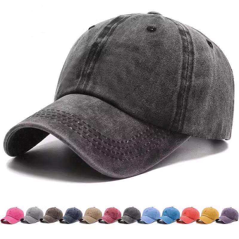 Washed denim baseball cap, spring and summer glossy board versatile cap, men's and women's retro baseball cap