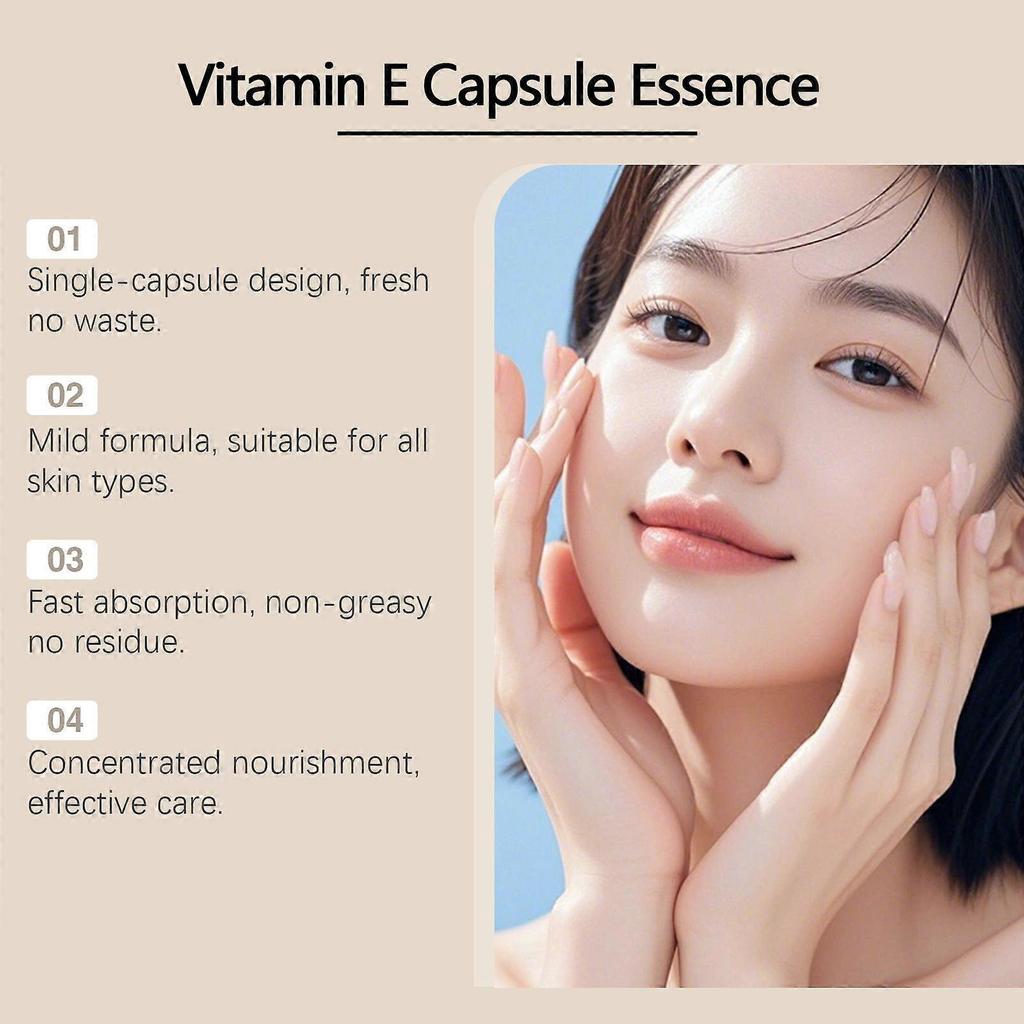 Vitamin E Capsule Essence, Active Skin Repair, Nourishing Anti Aging Night Serum Capsules for Face - Vitamin E, Supports Facial Skin Brightening and C