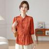 2026 Summer Collection: Elegant Short-Sleeved Slimming Tops for Middle-aged and Elderly Women