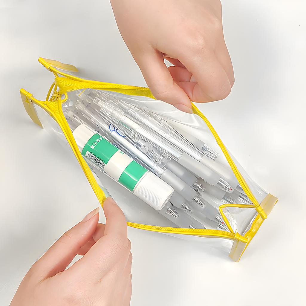 Clear Pencil Pounch Pen Case,Waterproof  Toiletry Cosmetic Makeup Bag, Multifonction Stationery Organizer for Students Adults Te
