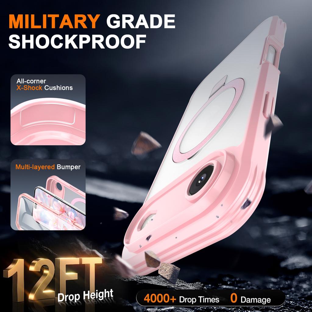 For iPhone 17 Air Case Skin Touch Solid Color TPU+PC Phone Cover with Magnetic Kickstand