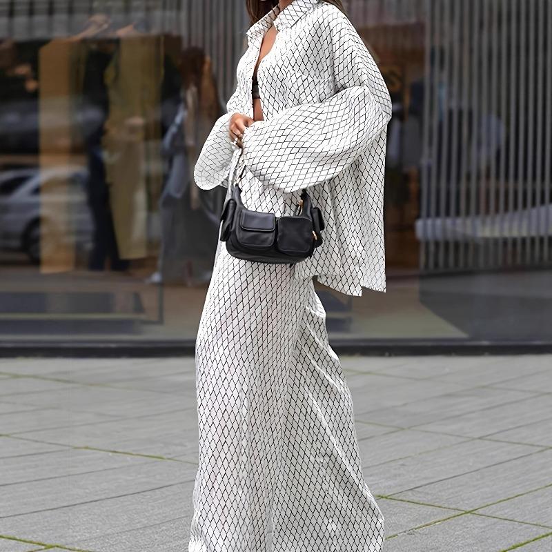 Fashionable Printed Loose and Comfortable European-style Long-sleeved Pants for Summer, Lightweight Set