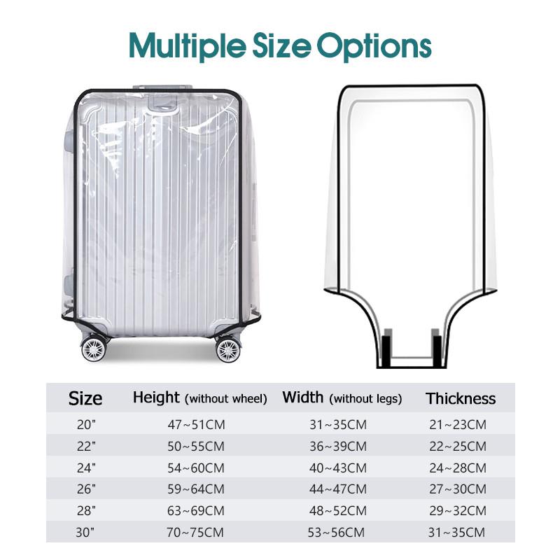 Travel Transparent Luggage Cover Waterproof And Dustproof Pvc Wear Resistant Fits 20-30 Inch Suitcases