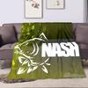 "Fish Logo with NASH Text Design" Patterned Flannel Blanket Perfect for the Bedroom Living Room, Sofa, or a Little Nap