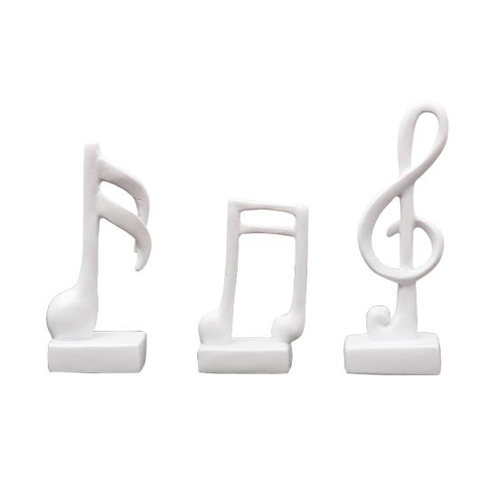DYS 3Pcs Minimalist Music Note Resin Sculpture, Treble Clef & Eighth Quarter Desk Decor for Piano Room Living Room, Matte Art Collectible, Creative