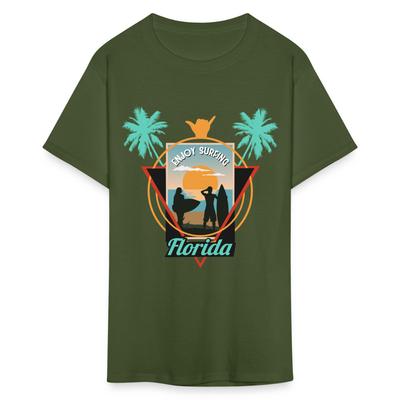 Enjoy Surfing Florida Shirt Surfboard Surfing Ocean Sunset T-Shirt Size S-6XL