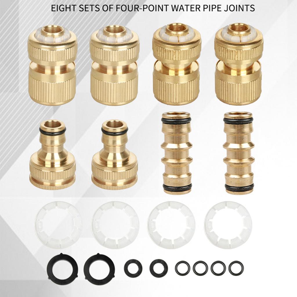 8Pcs Brass Garden Hose Connector, 1/2Inch and 3/4Inch Faucet Adapter, Garden Hose Quick Connectors Brass Hose Fittings