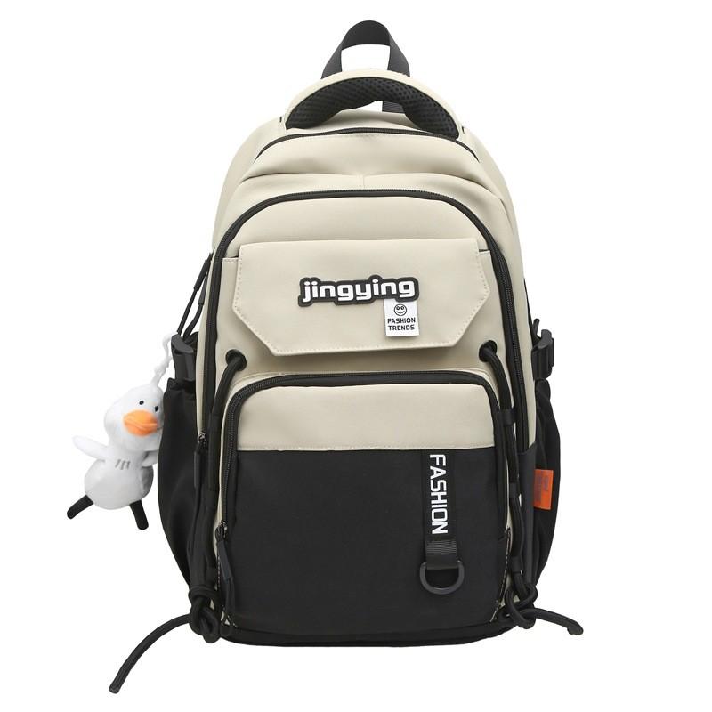 Capacity Large Backpack And Shoulder Bag With Color Blocking And Letter Decor