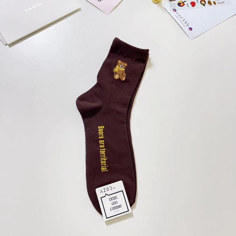 1 Pair Good Quality Cartoon Gentleman Bear Men's Socks Cotton Harajuku Skateboard Socks Novelty Breathable Sox Factory Direct