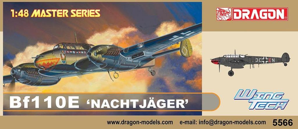 Dragon Scale WWII German Air Force Messerschmitt Bf110E Plastic Model Kit DR5566 1/48 Nachtjäger
