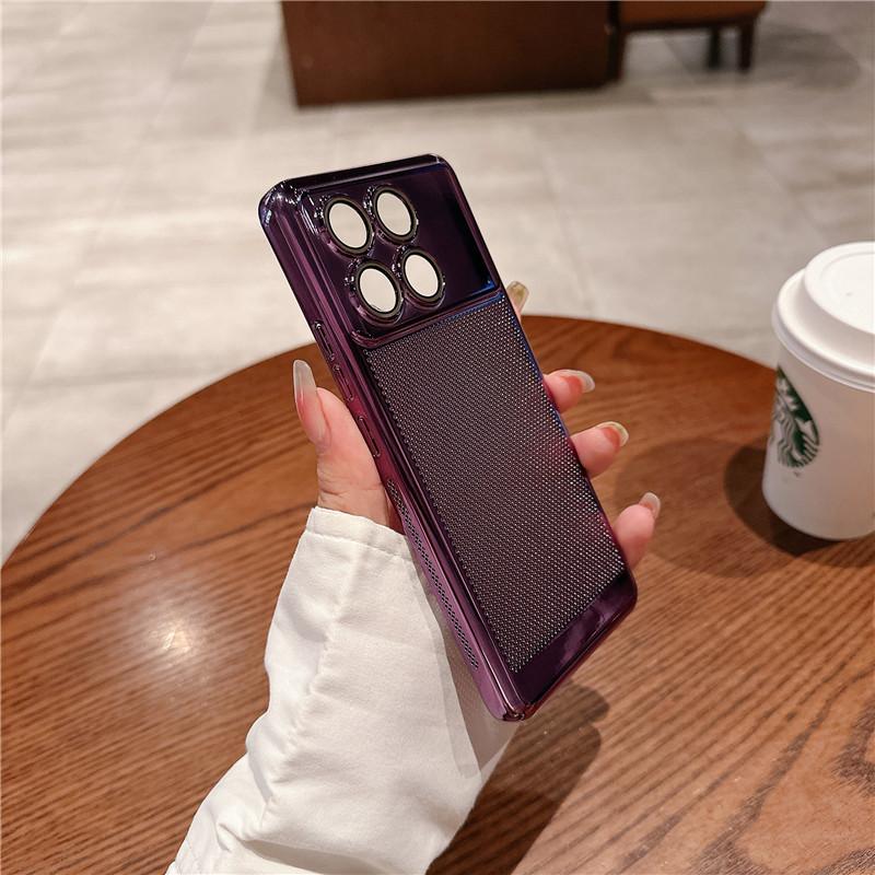 

Полностью покрывающий гальванизированный сетчатый ПК-кейс для отвода тепла с плёнкой для объектива для Xiaomi Redmi Note 13 Pro Plus 5G Защита задней крышки Note 13 Pro Plus 5G темно-фиолетового