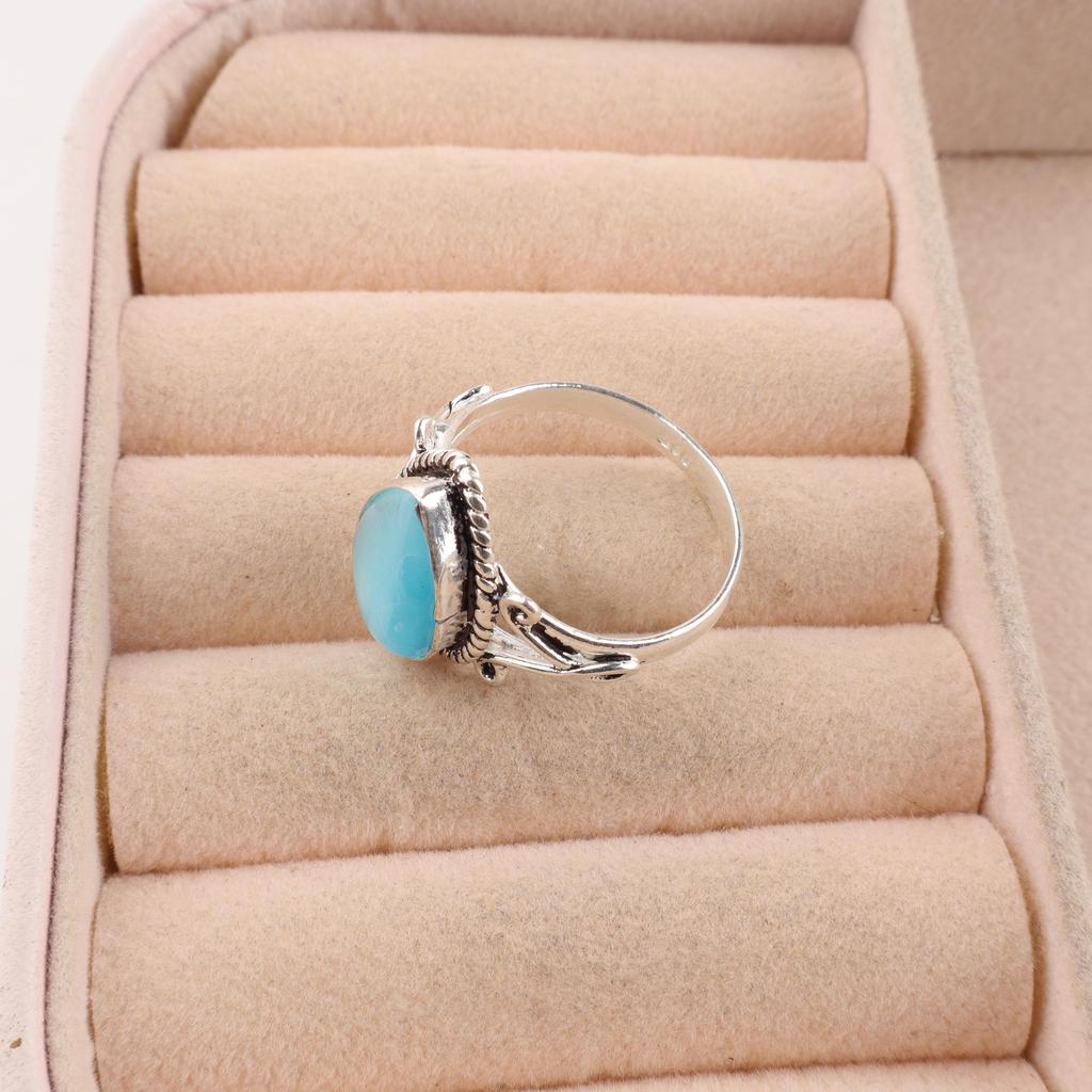 Blue Cat's Eye Gemstone Ring, 925 Sterling Silver Ring Jewelry, Handmade Jewelry Ring, Balancing Jewelry Gift For Women