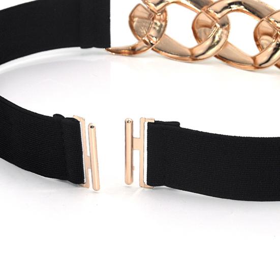 Waist Belt Golden Polished Metal Chain Buckle Elastic Elegant Wide Women Dress Shirt Coat Belt Clothing Accessories
