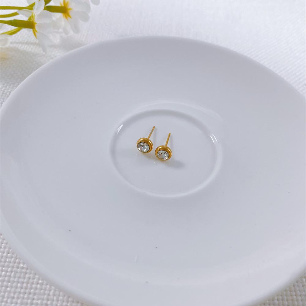 European-American Niche Style Colorful Zirconia Birthstone Earrings with Stainless Steel