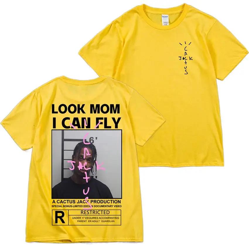 HOT SALE Cactus Jack T-shirt High Quality Cotton Men Women LOOK MOM I CAN FLY Tee ASTROWORLD Hip Hop Short Sleeve Tshirts Tops