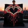 1pc Skeletal Heart Outdoor Flannel Blanket Soft All Season Polyester Throw , Perfect for Picnics & Travel , Picnic Accessory