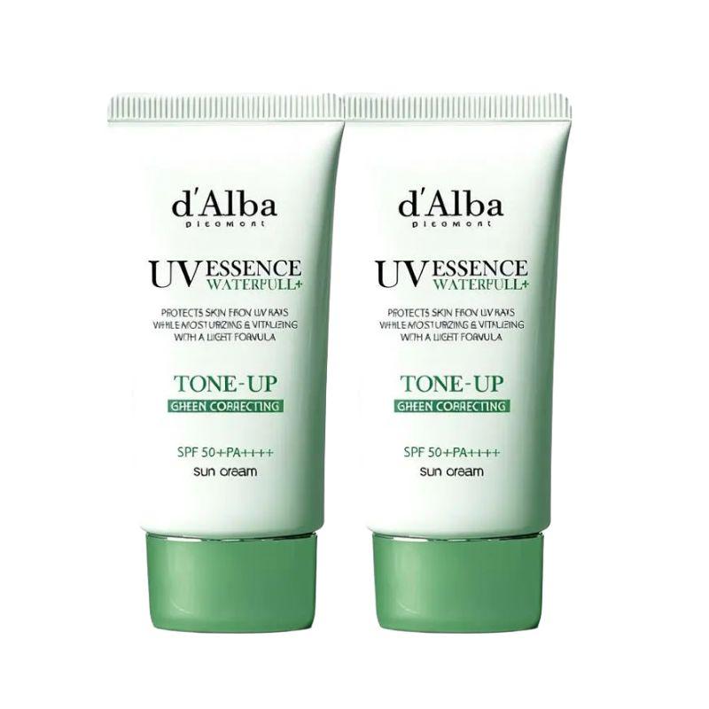 

d Alba Waterfull Green Tone-Up Sun Cream Redness Coverage Lightweight Moist Finish 50ml x 2