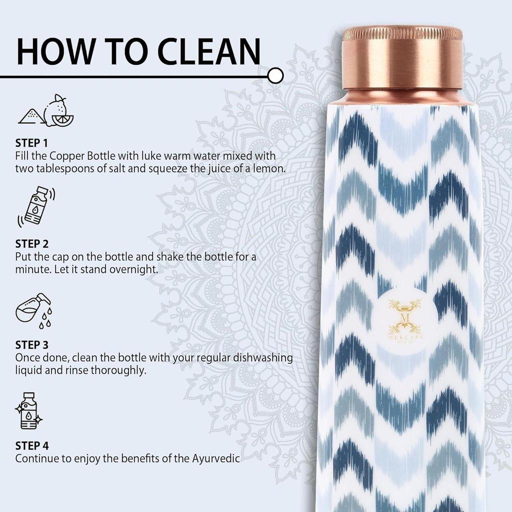 Zigzag100% Pure Joint Less Copper Bottles for Water with Leak Proof Lid | Ayurveda BPA Free & Non Toxic | Ayurvedic Office
