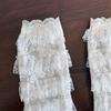 Aesthetic Elegant Tiered Ruffle Lace Leg Warmers for Women Mesh Leg Sleeves Covers Footless Socks with Ribbon Bowknot