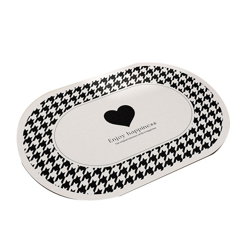 Black and White Simple Bathroom Floor Mats Soft Diatom Mud Water-absorbent Wear-resistant Shower Room Bathroom Toilet Special Pad