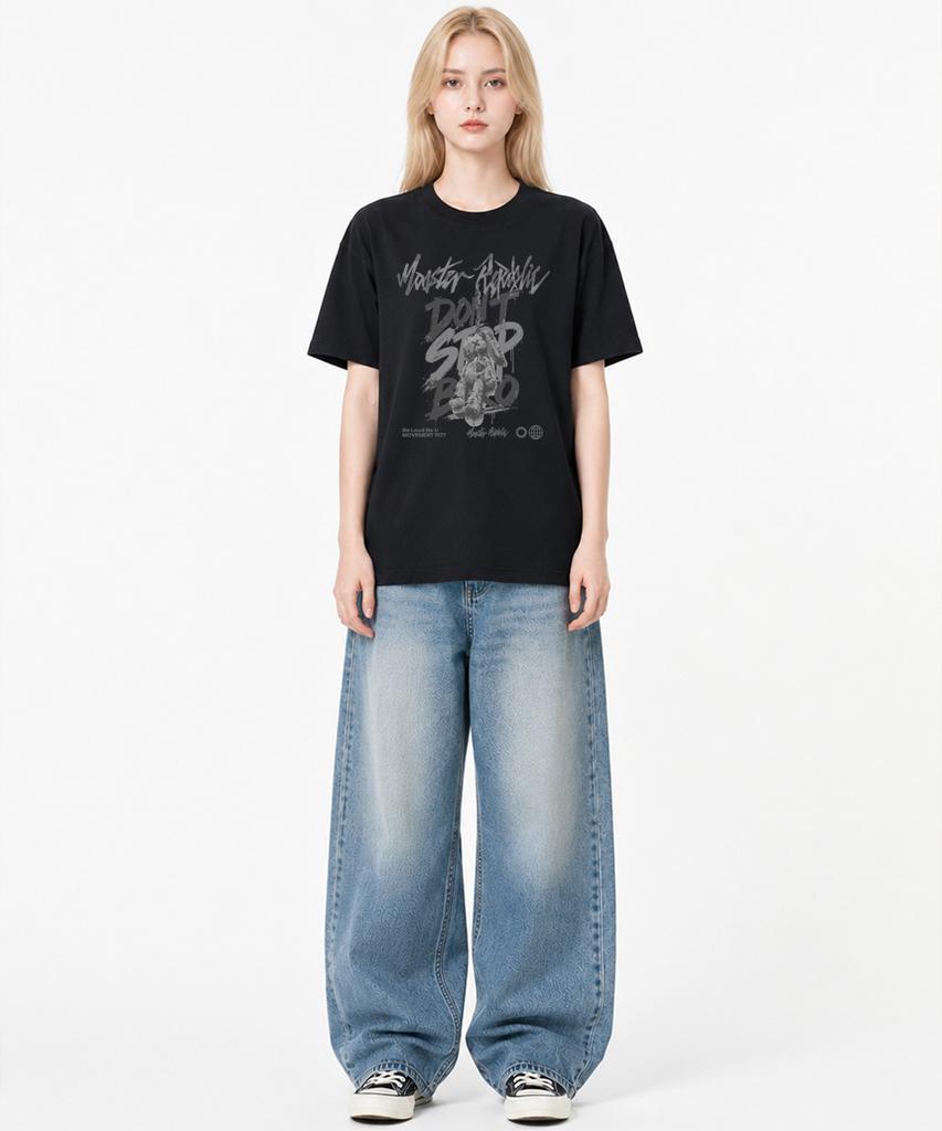 MONSTER REPUBLIC Rabbit Don'T Stop Bro Gray T-Shirt Black_9177