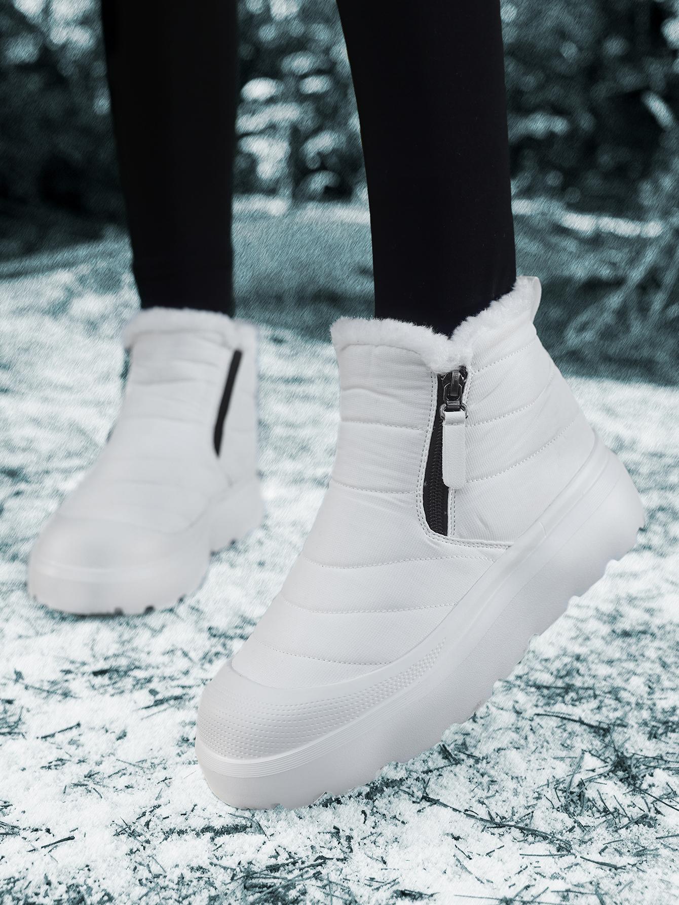 

Женские зимние нескользящие теплые ботинки-дутики с высоким голенищем и толстой подошвой, подходящие для активного отдыха 41 белый