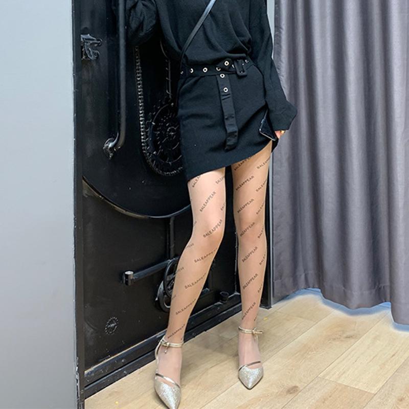 Summer Women Sexy Stockings Letter Print Tights Socks Stockings Sheer Tights Wild Thin Socks